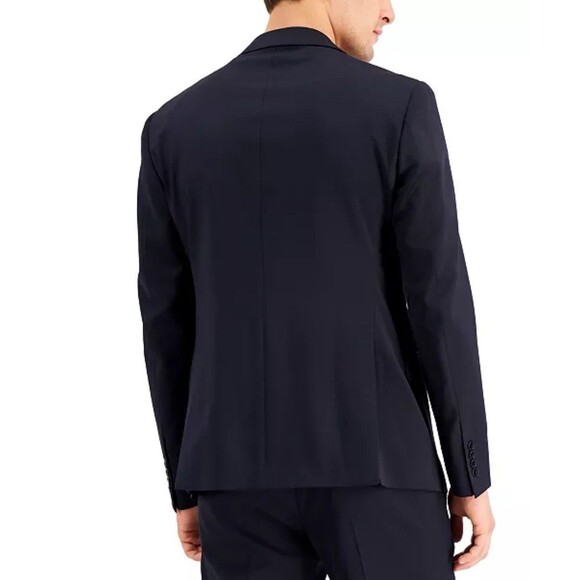 Armani Exchange New Men's Slim-Fit Navy Blue Solid Wool Suit Separate Jacket 44L - Picture 3 of 5